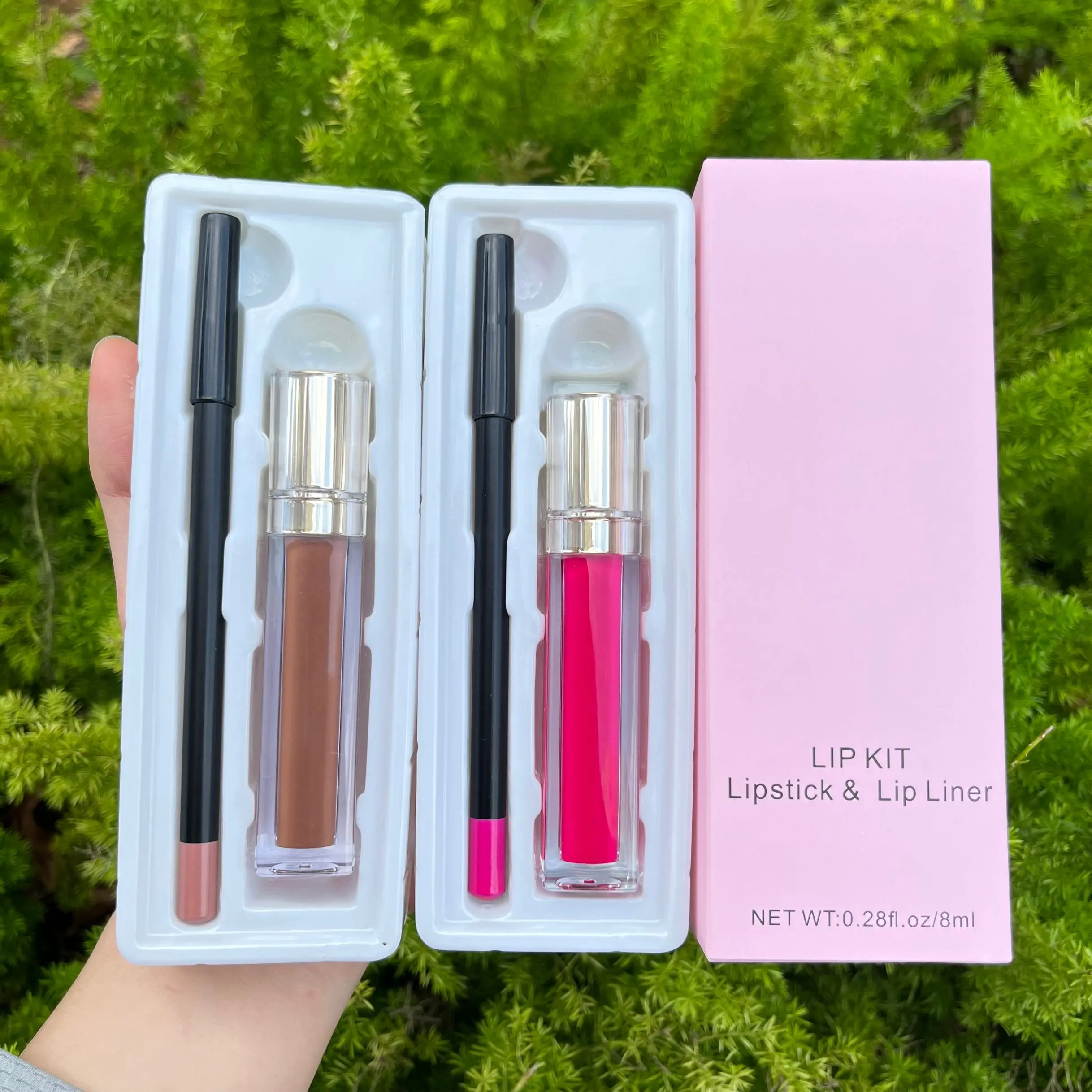 

New private label matte liquid lipstick set lip gloss with lip liner set