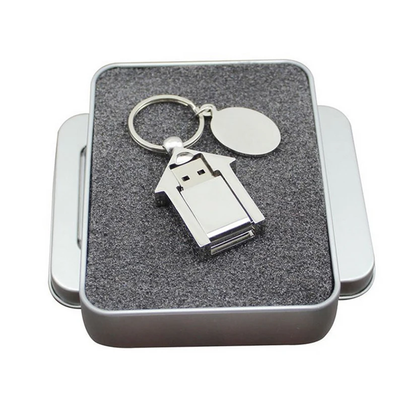 Full Capacity House Shape Usb Flash Drive Promotion Gift Usb Pendrive 3.0 OEM Logo Usb Stick with Metal Case - ANKUX.COM