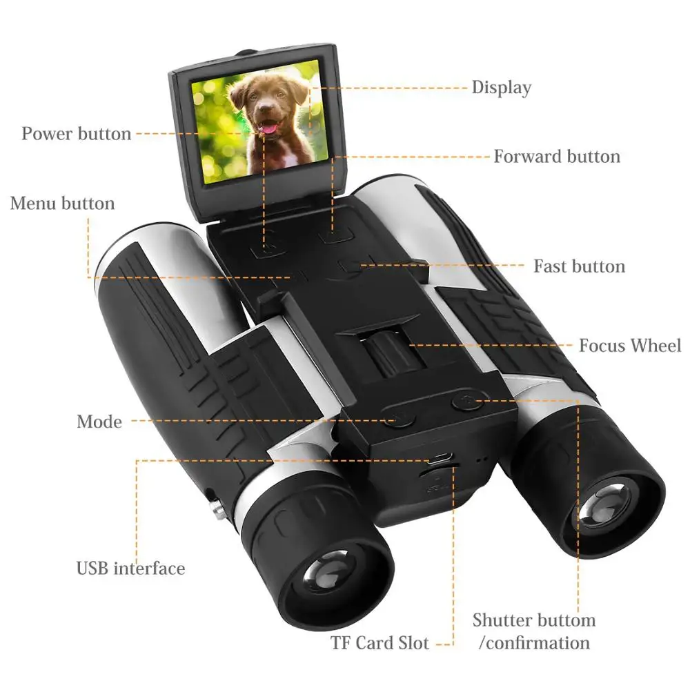 

2019 best 1080p full hd 5mp digital microscope thermal telescope binocular camera 12x32 night vision digital camera, Customized