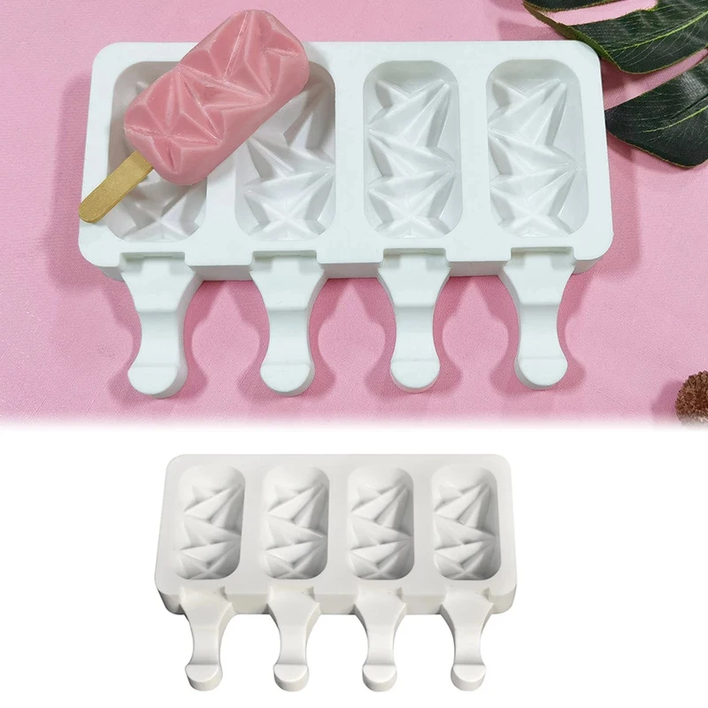 

DIY Ice Cream Molds Large Popsicle Silicone Ice Pop Molds 4 Cavities Easy Release Homemade Cake Pop Molds