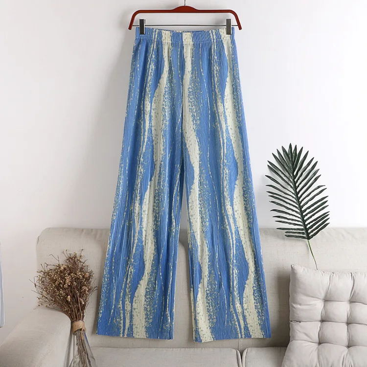 

2021 Wholesale Women Girls Summer Cheap Tie Dye Utility Casual Elastic Waist Wide Leg Long Plazo Loose Pants with Pockets