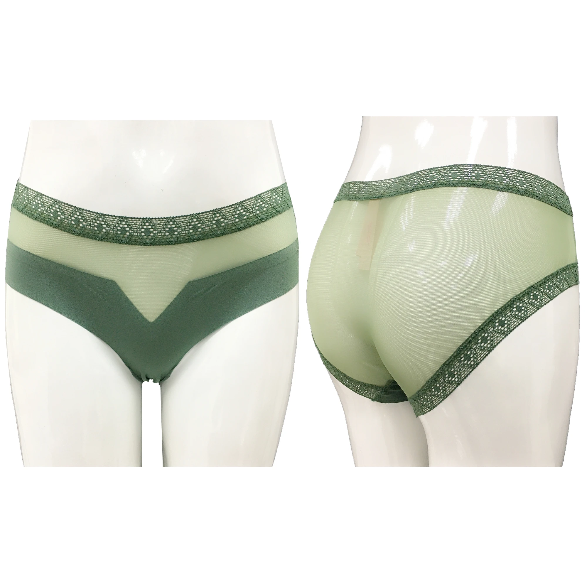

2021 Custom Women Under Wears panties Sexy Nylon spandex Solid Color Lingerie girl's Underwear, Peacock green