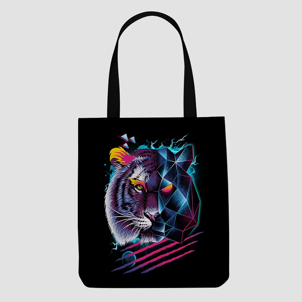 

Custom print on demand Art animal picture polyester grocery reusable foldable shopping bags