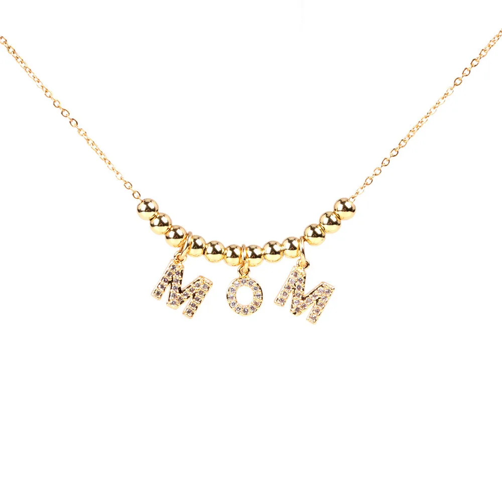 

18k real gold jewelry necklace Gift women for Mom Initial Heart mom necklace