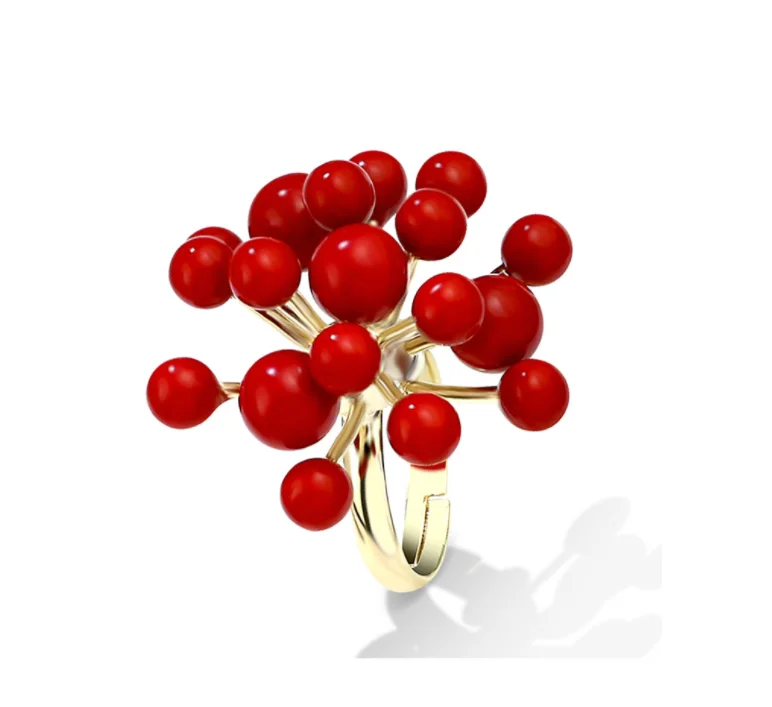 

2019 Eico Wholesale fashion latest style Christmas ring red pearl ring opening ring for men and women Christmas gifts