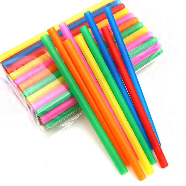 

Straight Shape Wholesale Disposable Ready To Ship Drinking Bubble Tea Plastic Boba Straw, 6 colors
