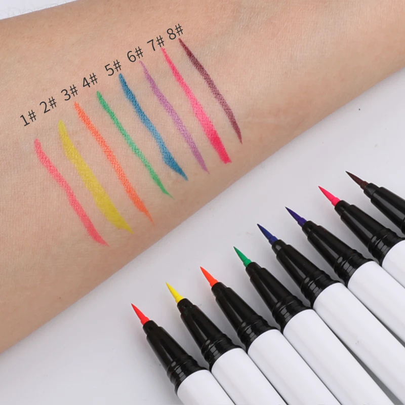 

High Quality Water Proof Long lasting Neon Face Paint Makeup Eyeliner Pencil Colorful Eyeliner, 8 colors