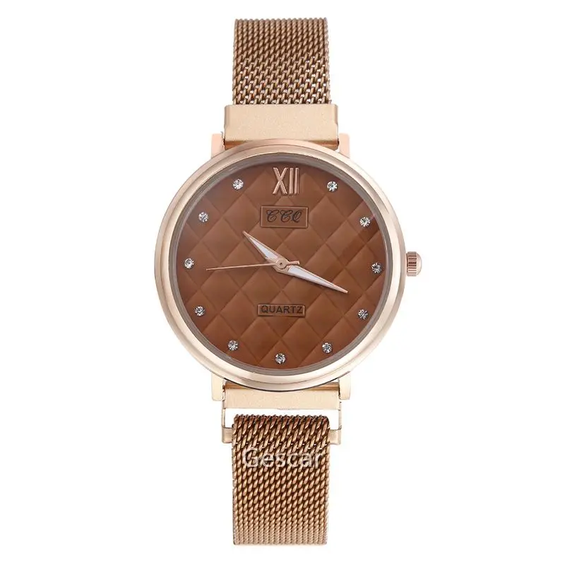 

High Quality Fashion Women Magnetic Mesh Belt Watch Brand New CCQ Ladies Magnet Mesh Watch