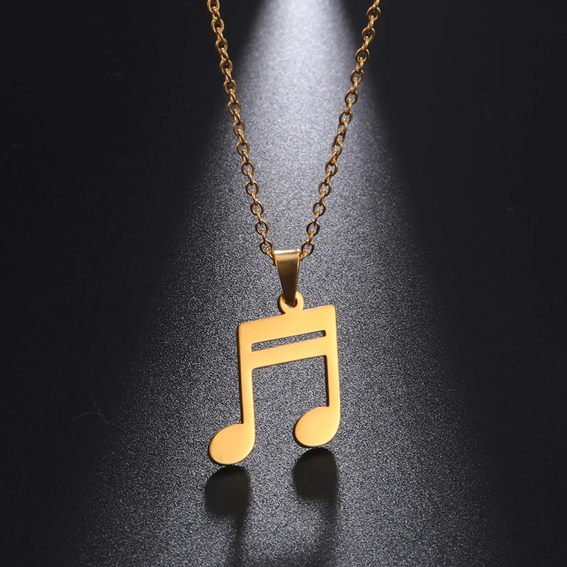 

Women's Musical Note Necklace Stainless Steel 18K Gold Plated Music Note Jewelry Gifts For Women Music Note Pendant Necklace, Steel color, gold, rose gold