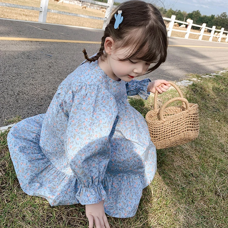 

Children's clothing new spring and autumn girls floral dress children Korean long-sleeved skirt baby