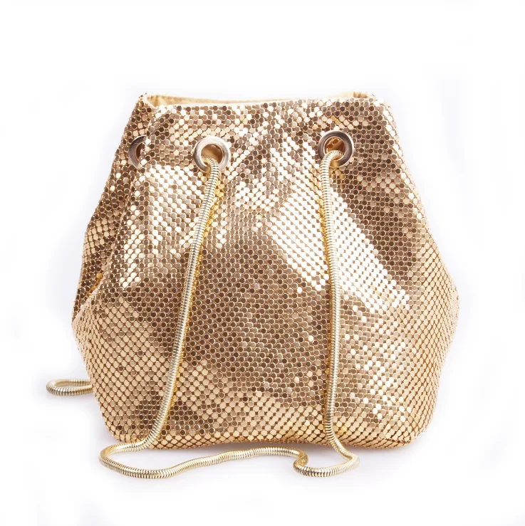 

Women Evening Bag Aluminum Sequins Skewed Bucket Bag