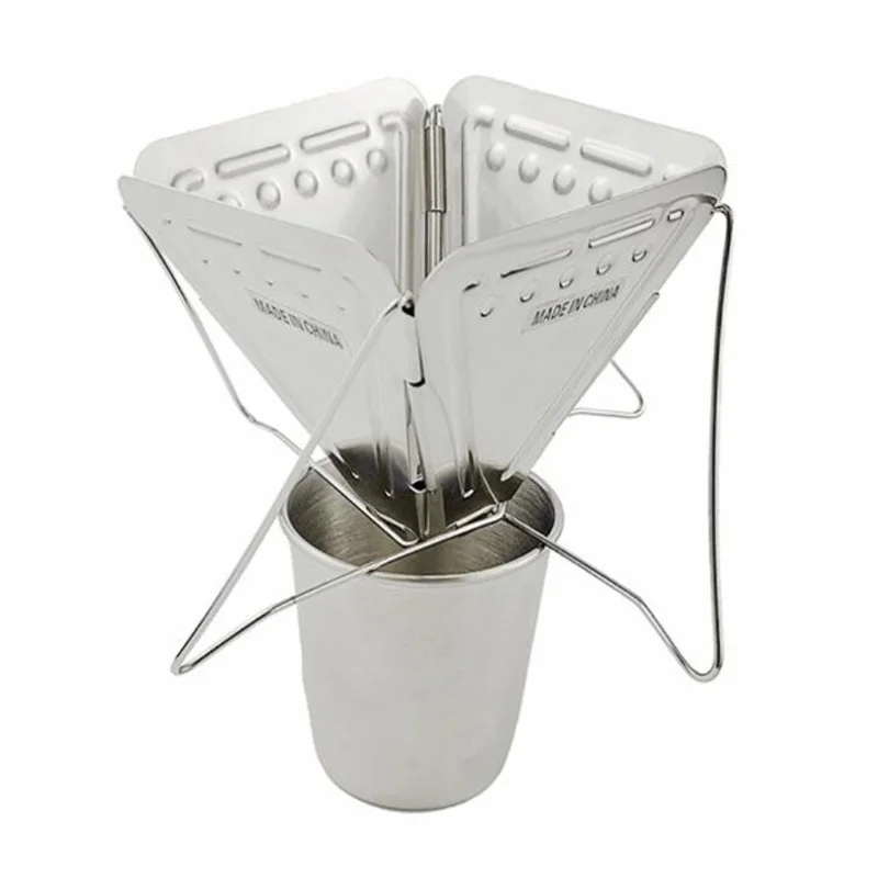 

2021 new outdoor stainless steel coffee filter camping folding coffee dripper