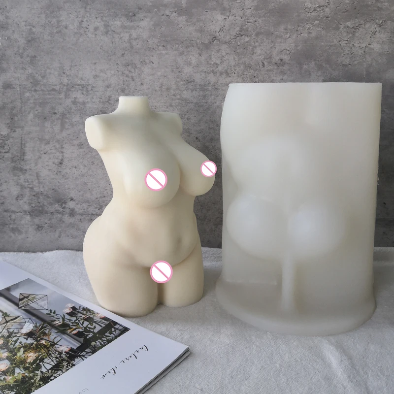 

J142 Custom Plus Size 22cm DIY Naked Lady Plaster Large Pregnant Human Body Moulds 3D Woman Body Torso Silicone Candle Molds, White