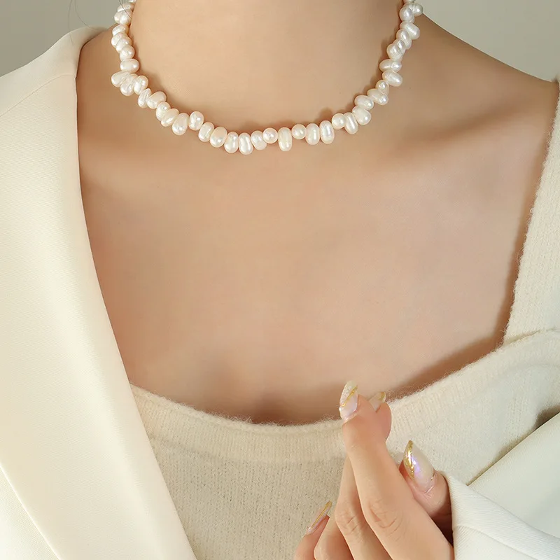 

French Style Irregular Natural Freshwater Pearl Collar Jewelry Non-Fading Design Elegant And Personalized Elegant Necklace