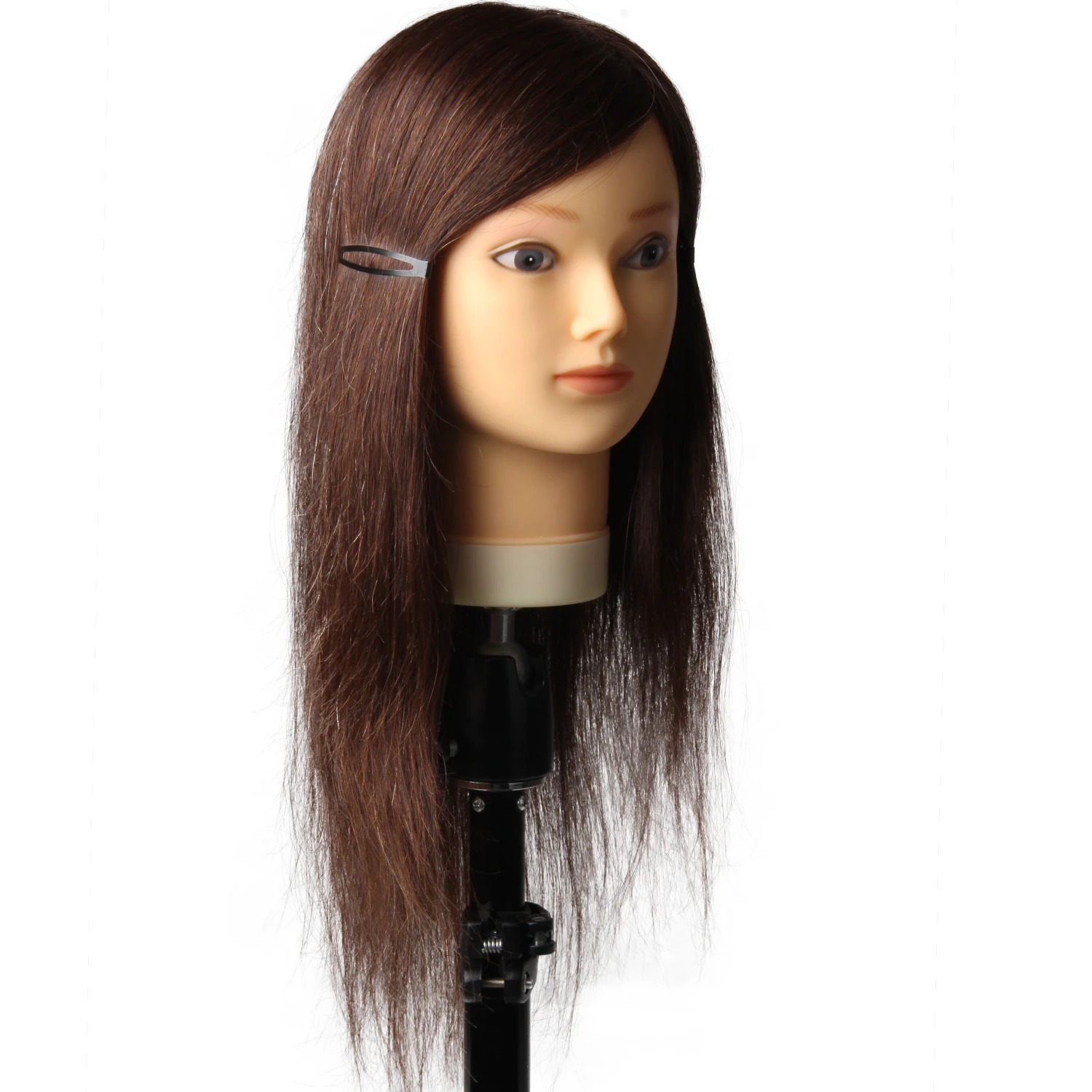 

Salon Real Human Hair Mannequin Training Head Natural Color Hairdressing Training Doll For Practice, #3b