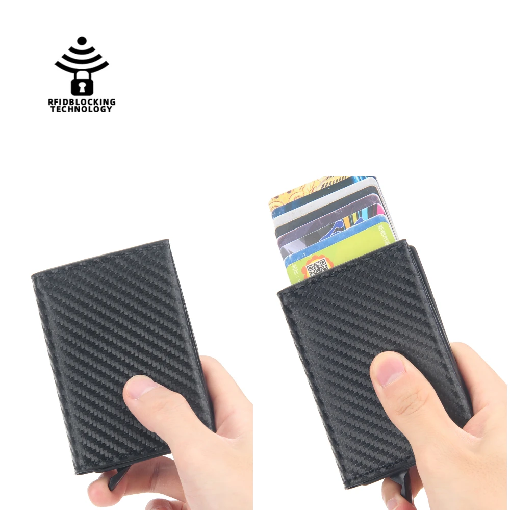 

New RFID Wallet Antitheft Aluminum Box ID Coin Purse PU Leather Pop Up Case Magnetic Card Holder, 5 colors