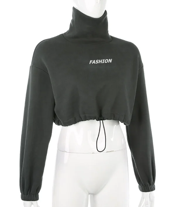 
2019 FJUN oversized hoodie women crop top hoodie high neck long sleeve hoodie streetwear 