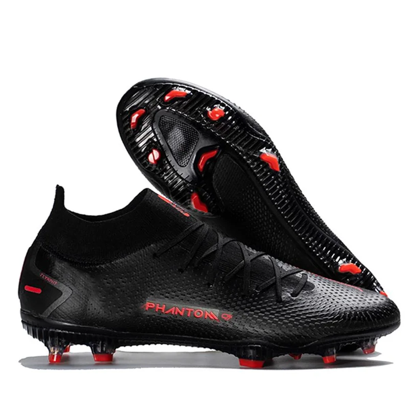 

Newest football shoes High ankle soccer shoes men and boys Turf football cleats Most popular Training football shoes, Black