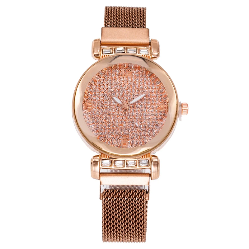 

New luxury star magnet watchband women's digital watch women's high-end milan net student fashion watch, 7 colors