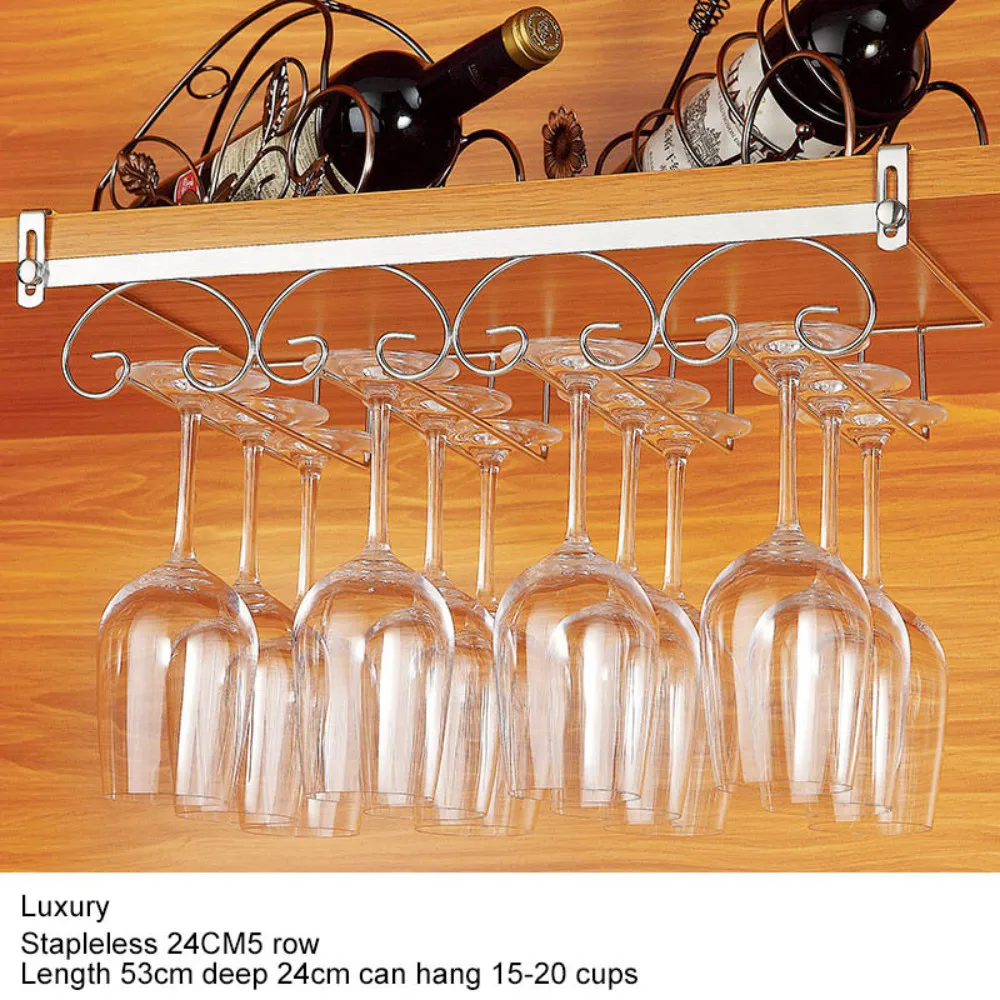 3 Rows/4 Rows Stainless Steel Wine Glass Rack Household Simple&luxury