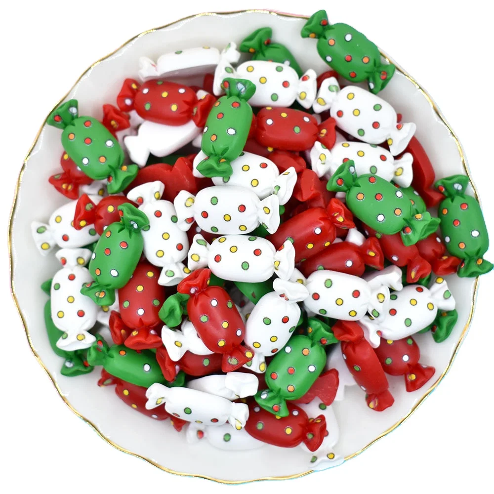 

Colorful Christmas Dot Candy Flatback Resin Cabochon Scrapbooking Hair Bows Accessories Food Play DIY Christmas Decoration