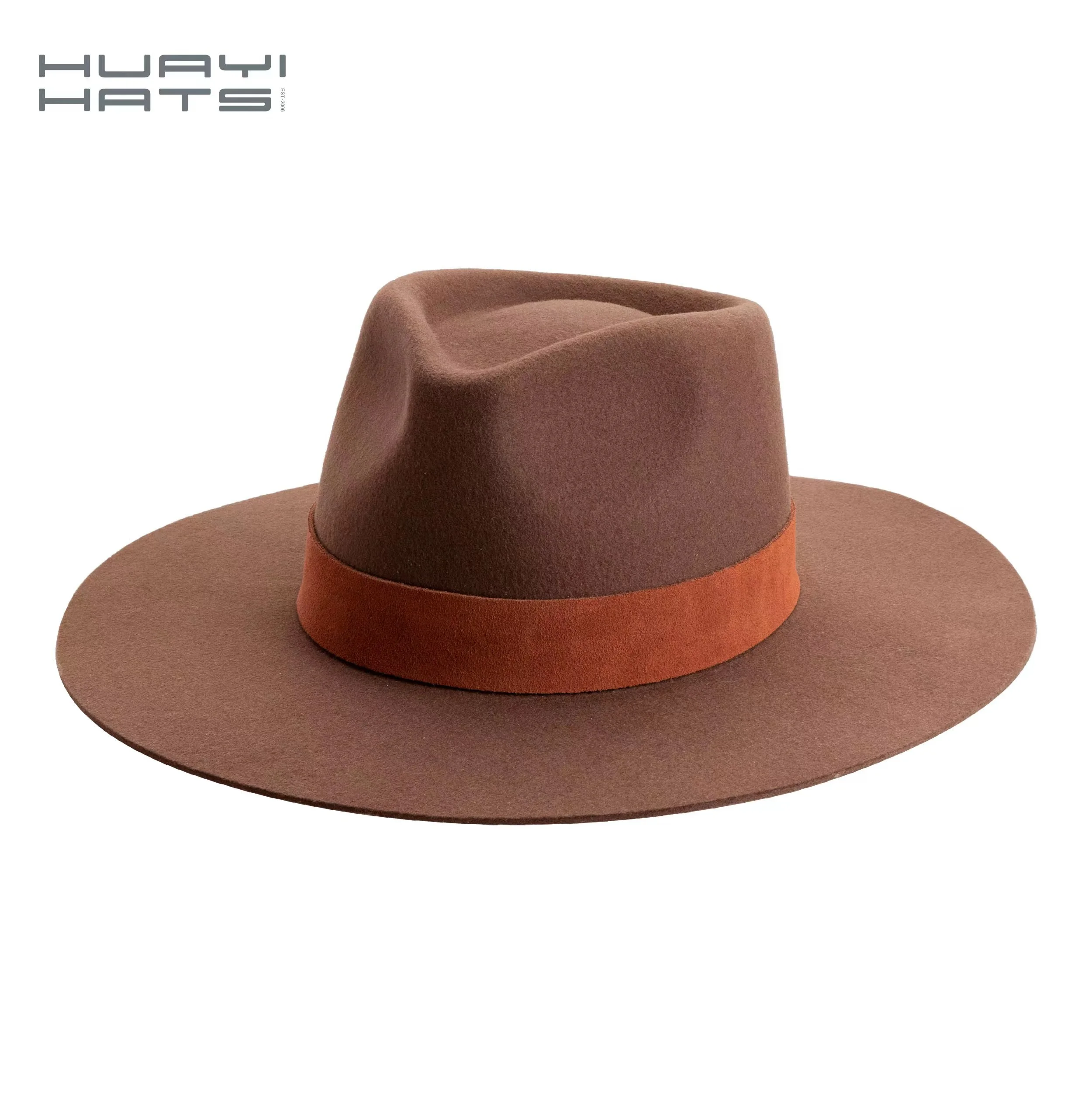 

Hard Flat Wide Brim Felt Fedora Hats Custom Australian 100 Wool fedora hat