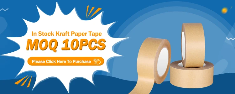 Customized Professional Kraft Paper Tape Waterproof Acrylic Free Brown Packaging Single Adhesive Side Logo Water Activated details