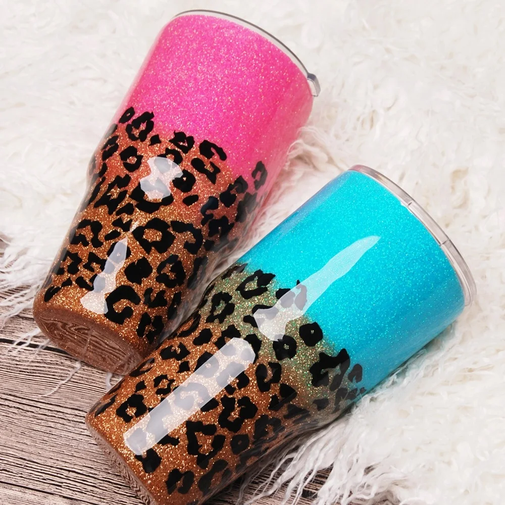 

Epoxy AB Crystal Leopard Printed Tumblers Handmade 30OZ Glitter Stainless Steel Cup Glitter Sublimation Tumbler DOM-1081172, Mint leopard, sunflower and so on,