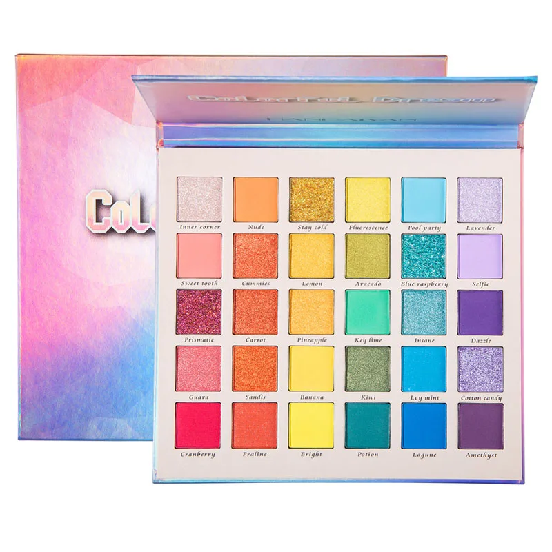 

High Pigment Private Label Loose Glitter Neon Duochrome Single Cream Organic Eyeshadow Palette, Multi-colored