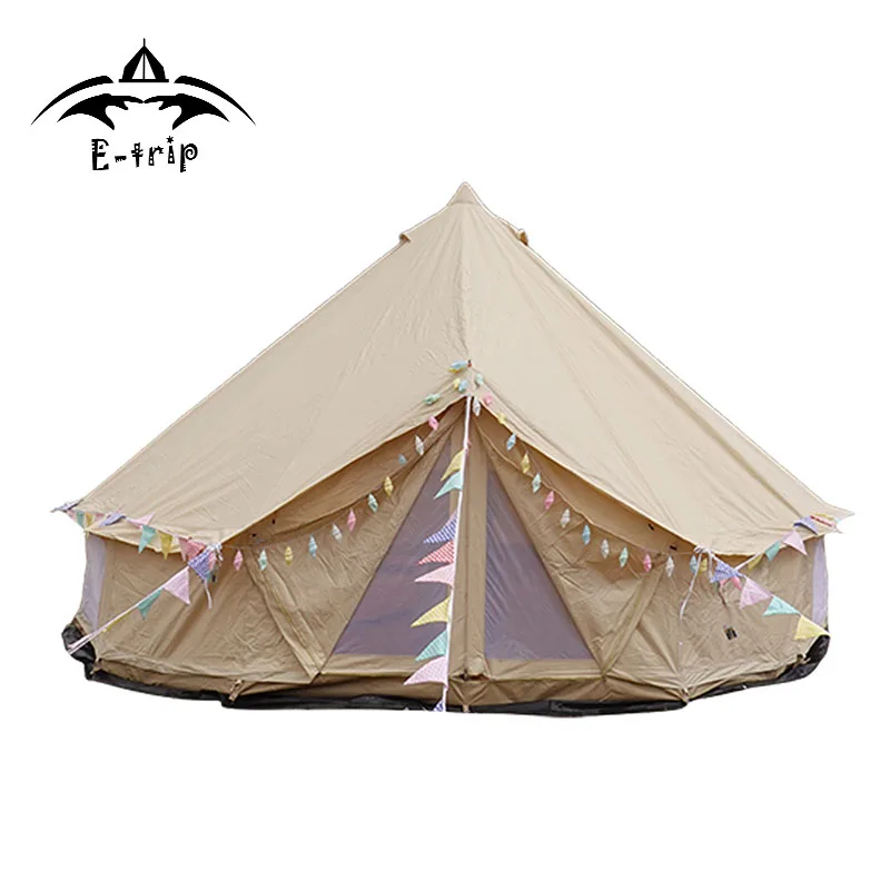 

Camping 5m cotton canvas bell tent for family with stove