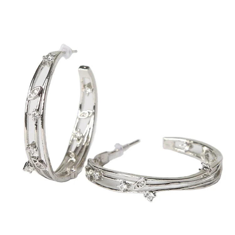 

Hobbyworker New Fashion Korea Silver Plated Hoop Earrings For Women
