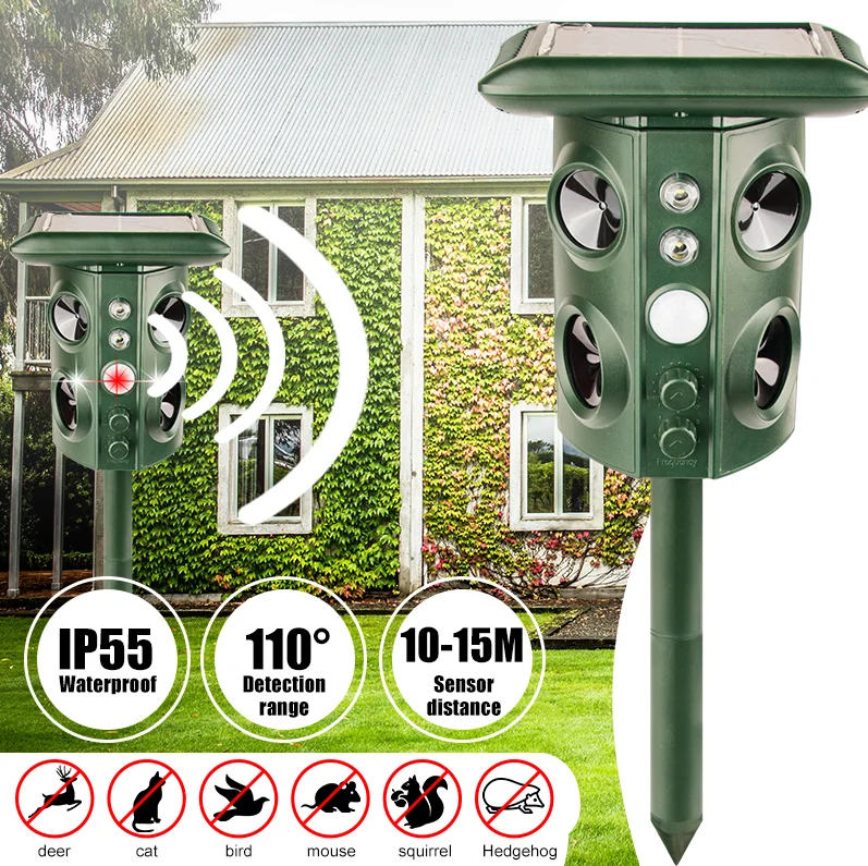 

2022 Hot Selling Ultrasonic Animal Repeller Solar Powered Deer Monkey Cat Wild Pig Bird Animal control dog cat repeller