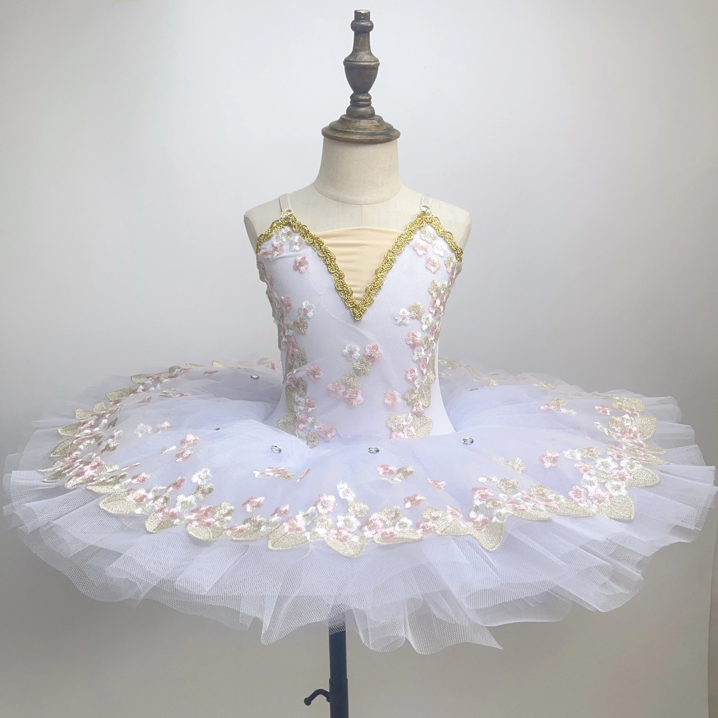 Girls Performance Wear White New Tulle Tutu Skirt Little Swan Professional Ballet Tutu