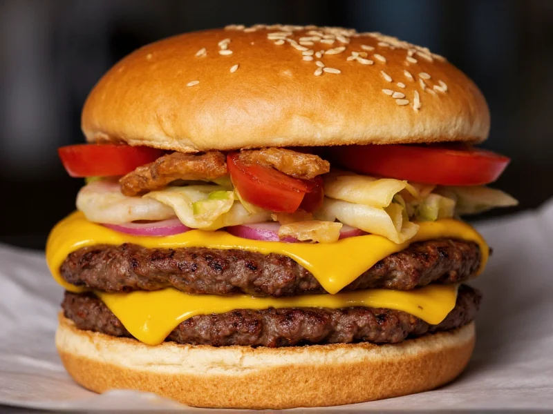 Juicy hamburger with melted cheese and fresh toppings