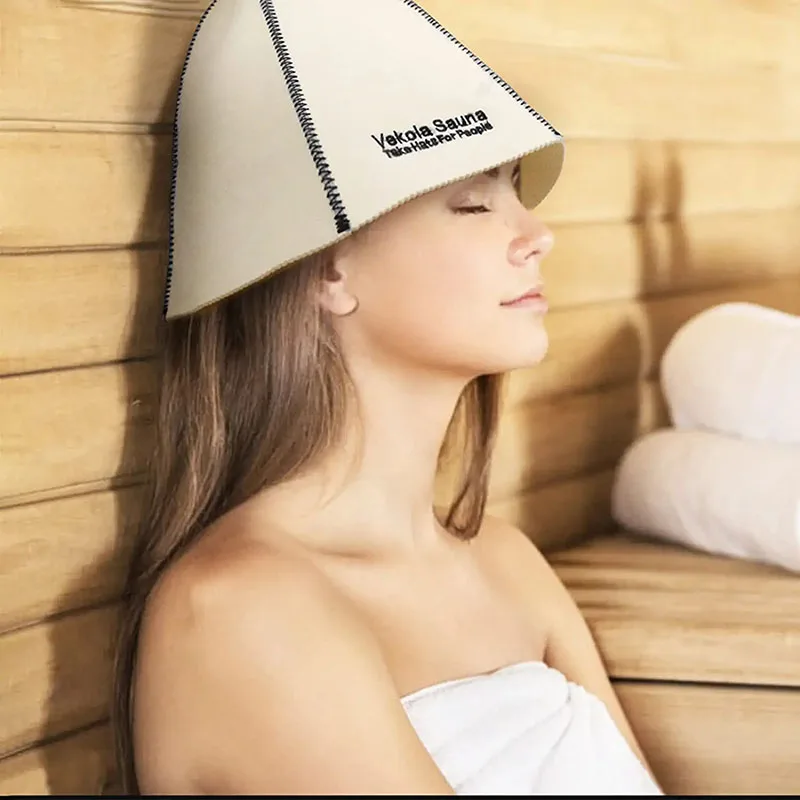 

Customized Logo Natural Sheep's Wool Sauna Hat for Women and for Men