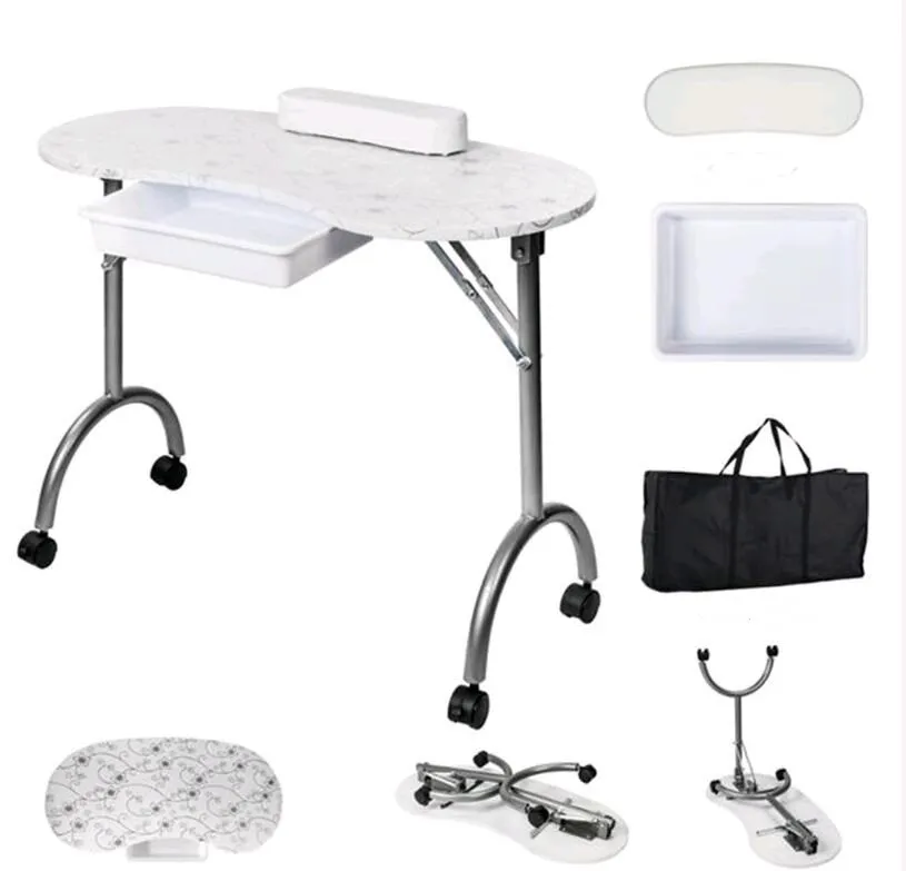 

Nail Tables Portable Manicure Table with Arm Rest & Drawer Salon Spa Nail Equipment