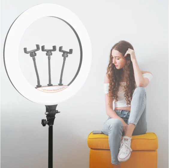 

3 Phone Holder Photography Dimmable 14inch USB Selfie Makeup Ringlight 36cm 14inch Ring Light with Tripod Stand