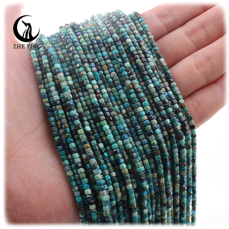 

Zhe Ying 2.5mm Chrysocolla faceted cube stone beads wholesale loose natural stone diy cube beads