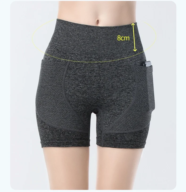 

New Design High Waist Seamless Yoga Pants With Pocket Fitness Bra Leggings 2-pcsSet, Grey