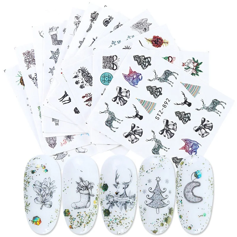 

Christmas Cartoon 2021Designs Nail Custom Decorating Decals Wholesale Christmas Nail Art Stickers