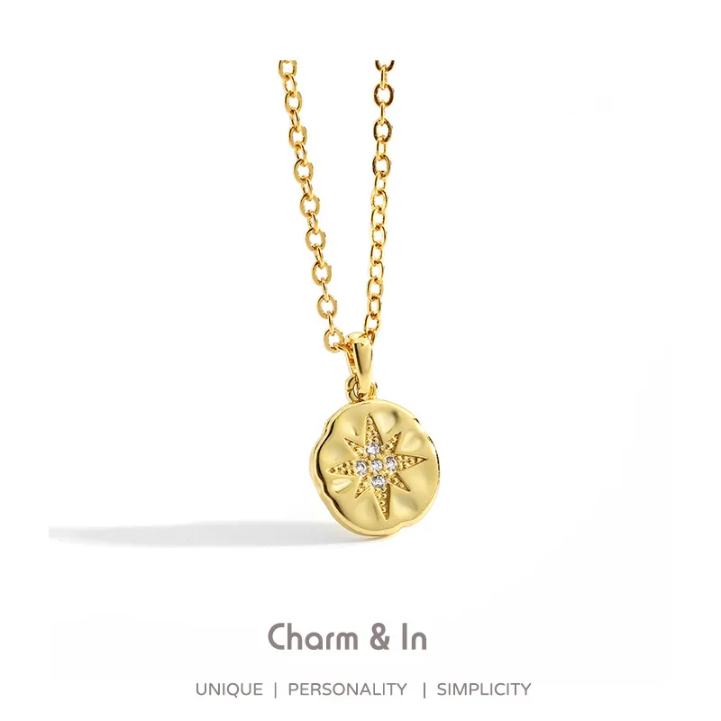 

Fashion Jewelry Six-pointed Star Zircon Necklace Female European And American Star Necklace Valentine's Day Accessories, Custom color