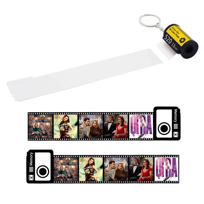 

free shipping us warehouse blanks sublimation products key chain film roll for camera sublimation Photo Picture Album keychain