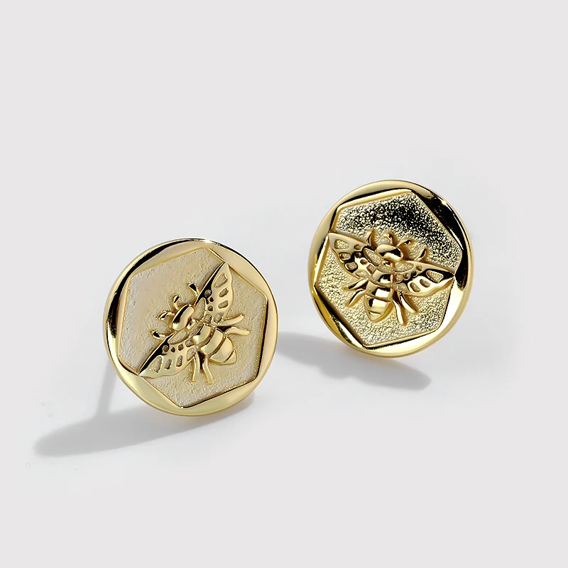 

Gold plated European And American Style Design Bee Pattern Silver Stud Earring
