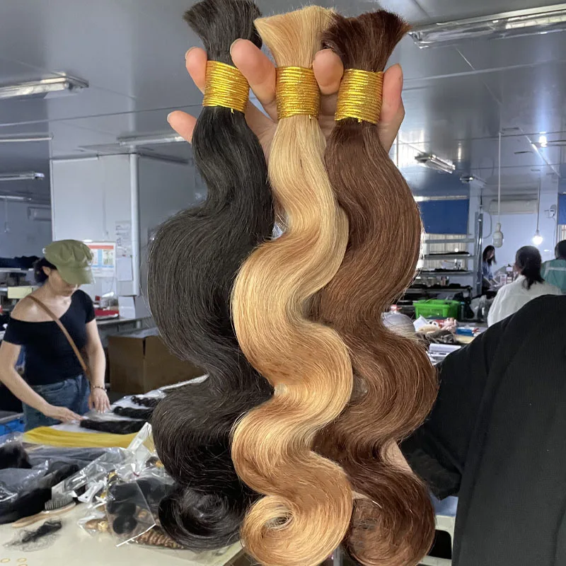 Wholesale 50g Raw Brazilian Braiding Hair Vendor Deep Virgin Cuticle Aligned Hair Double Drawn Cheap Bulk Human Hair Extension