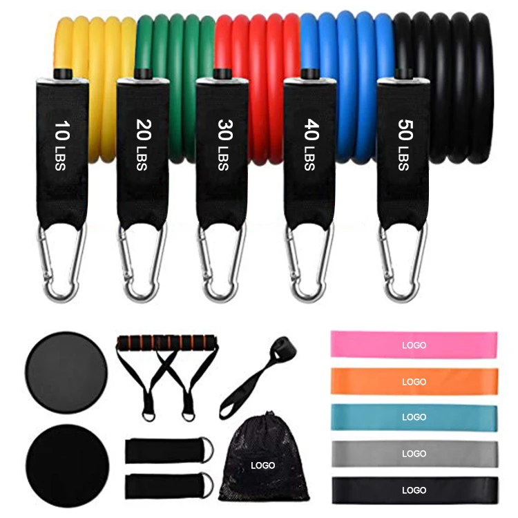 

Hot sale working out chest resistance bands power fitness resist training arm latex 5 tube gym rubber bands, Stock color or custom