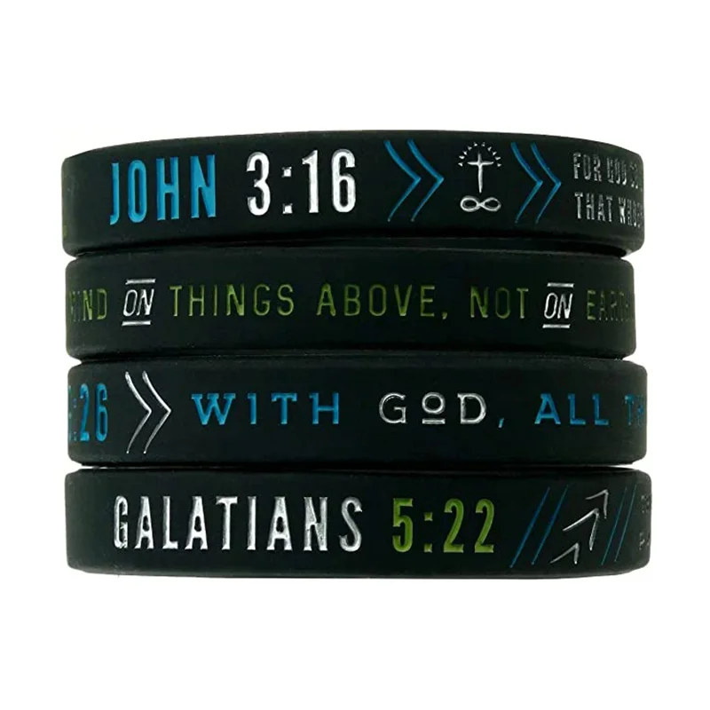 

Christian Silicone Wristbands Scriptures Unisex Bible Verse Jewelry for Men Women Teens, Any color