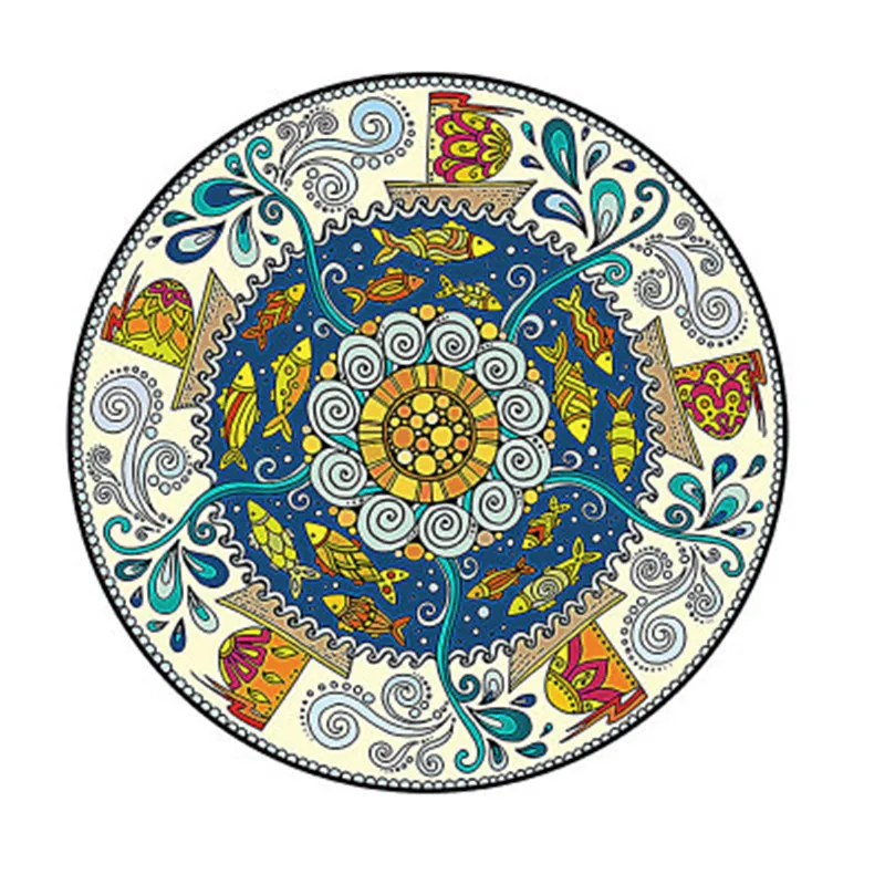 

European style Bohemian round printed carpet bedroom full carpet home living room floor mats