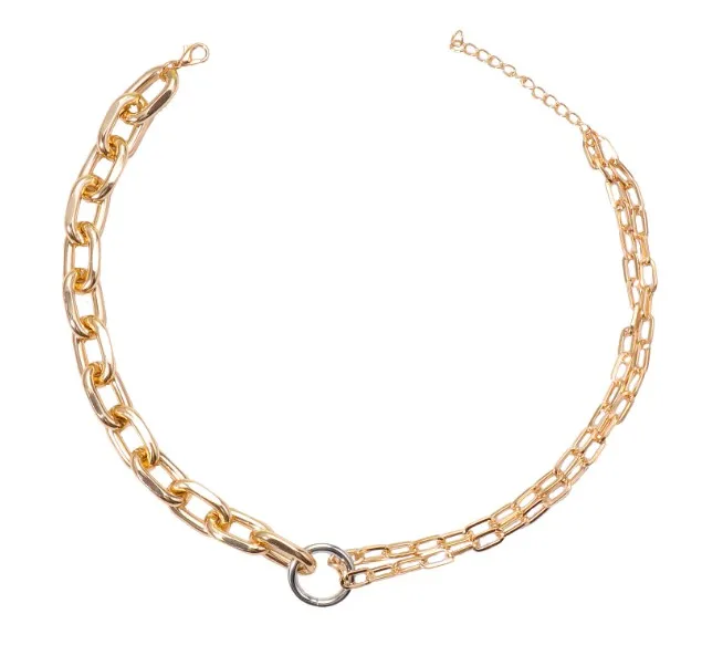 

asymmetric gold printed alloy necklace trendy sample women chains