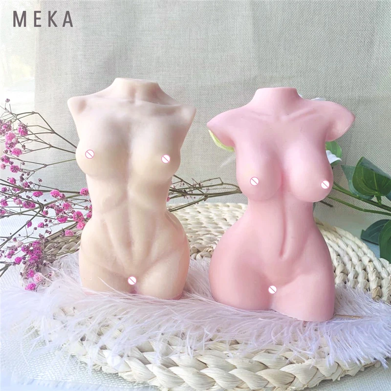 

L722 Custom Large Size DIY Big Wax Human Female Sculpture Mould 3D Woman Torso 21cm Body Silicone Candle Molds For Making, Stocked