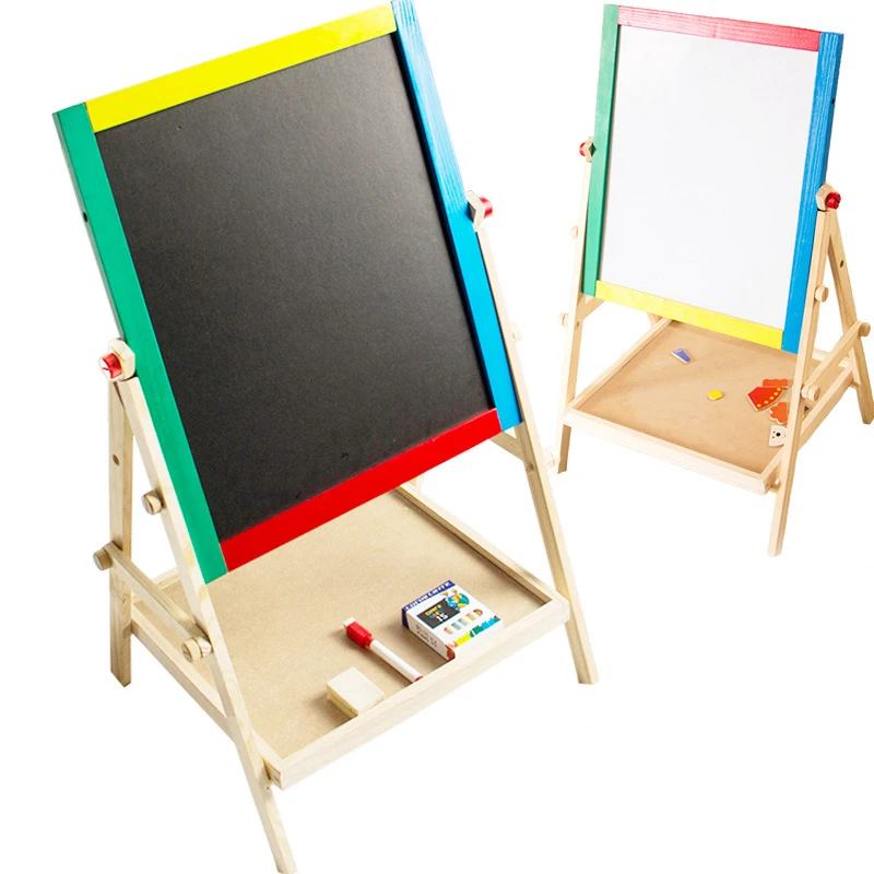 

Wooden Drawing Blackboard Whiteboard Double Sided Adjustable Easel Painting Toy Early Education Learning Toys For Children Kids